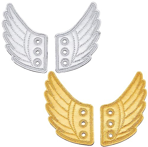 GORGECRAFT 2 Colores Alas de Zapatos Amuletos Brillantes Atractivos Adornos de Ángel Accesorio para Deportes Diarios Estilo Colocación Moda Patines Zapatos de Lona Zapatillas de Deporte Suministros