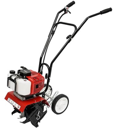 awolsrgiop Motoculteur 52 cc 2 temps Motoculteur 1,9 kW Motoculteur à essence Motoculteur de sol Motoculteur à essence Motobineuse à roue Motoculteur