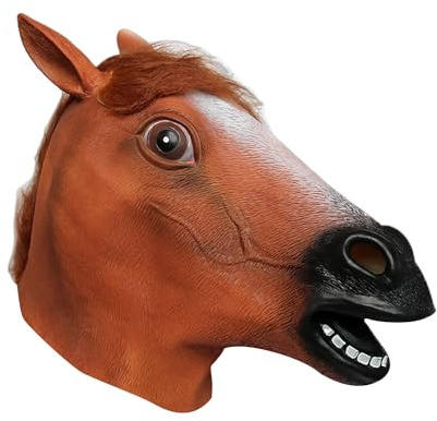 DAZZLUXE 1 styck brun hästhuvudmask, latex djurhuvudmask, nyhet, halloweenkostymer, festdräkt mask, lämplig för halloween, påsk
