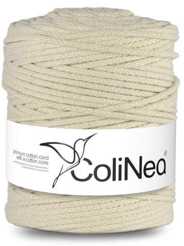 ColiNea Corda di cotone con anima in cotone 5 mm 200 m corda intrecciata macramè giardino artigianato fai da te (Avorio)