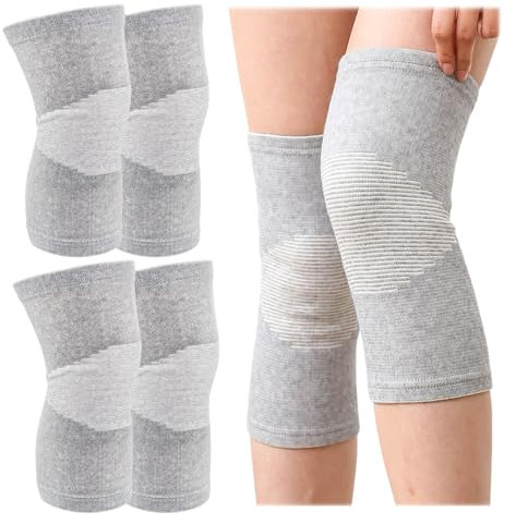 ZHYUAN 4 Stück 2 Paar Bambus Kniebandage Mit Kompression,Kniebandage Männer Damen,Sport-Knieschoner,Kompression Bandage Knie,Kompression Kniestütze,für Volleyball,Training,Kniebandage Arthrose(M)