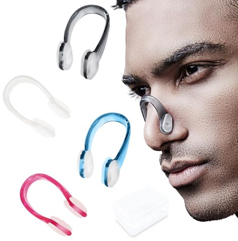 JeoPoom 4 Pièces Pince Nez Natation, Pinces à Nez en Silicone, Nage de Nez Clips avec Boîte de Rangement, pour Débutants ou Professionnels