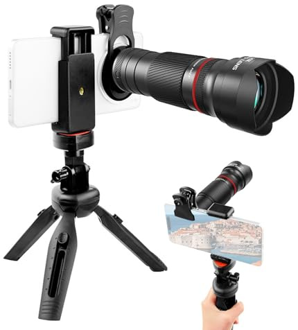 Andoer Objectif zoom 40x avec trépied pour téléphone, télescope de téléphone, objectif d'appareil photo pour randonnée, camping, observation de la faune, lune, sport, concert, regarder
