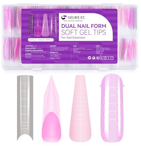 Gelike ec Dual Nail Forms Set: 4 Formen Nagelverlängerung Verlängerung Nagel Gel Formen Nagelform Set für Polygel Extension Maniküre Nagelkunst Design Salon DIY 96 Stücke