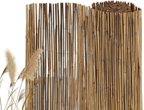 Jaxguom Brise-vue 90 x 600 cm, tapis en roseau pour balcon, terrasse, jardin, brise-vue et brise-vue, bandes brise-vue naturelles, protection contre le vent et le soleil