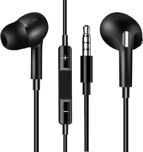 zaanieo Headphones Wired Earbuds - Plug in Ear Earphones, Noise Cancelling Earbuds with Microphone Volume Control, 3.5 Jack Compatible With Smartphones Tablets Laptops
