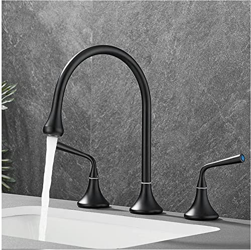 Grifo de baño generalizado Ksunun, grifo del lavabo del baño con bouceta giratoria de 360 ​​°, grifos de baño para fregadero de 3 orificios, doble manejo de la batería del tocador, grifo del lavabo