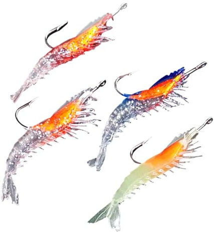 Ahuuen Shrimp Lure - Forellen-Köder,Leuchtjig mit Haken Kunstköder für Forellen Barsche Fluss Teich Küste Binnengewässer See