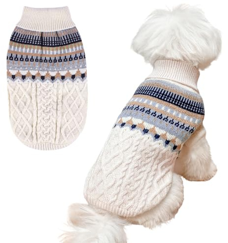 Suéter de Punto para Perro, Cuello Alto, Gato, Clima frío, para Mascotas, Vintage, Grueso, cálido, Ropa de Invierno para Perros pequeños, Gatos, tamaño Mediano, Pug, Perro Salchicha, Yorkie