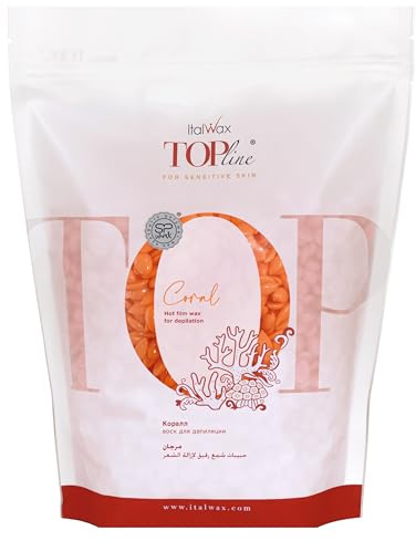 Italwax Top Line Coral - 750g - Perline di cera per la depilazione a caldo senza strisce - Formula sintetica ideale per le pelli sensibili - Consigliato per l'area bikini e le ascelle - Inodore