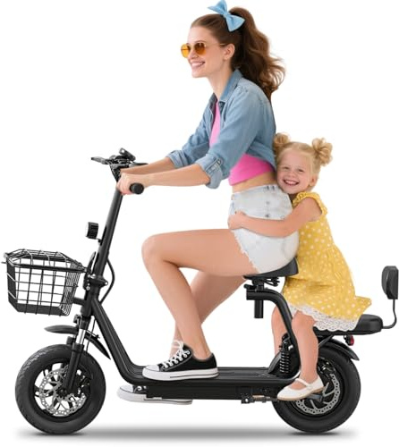 Trottinette électrique pour Adulte – 30 km d’autonomie, E-Scooter Puissant avec Clignotants, Double Suspension Avant et arrière, pneus 12 Pouces