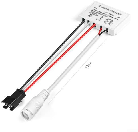 Interruptor LED inteligente con sensor táctil de un solo botón, CC 12 V, 5 A, 60 W, para vidrio, acrílico, hotel, maquillaje, espejo, armario, control de iluminación, no requiere perforación (CC)