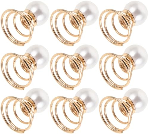 Hemobllo 12 Stück Goldene Haarnadeln mit Perlen Spiralförmige Haarspiralen aus Legierung Einfach Anzubringen für Geburtstage und Besondere Anlässe