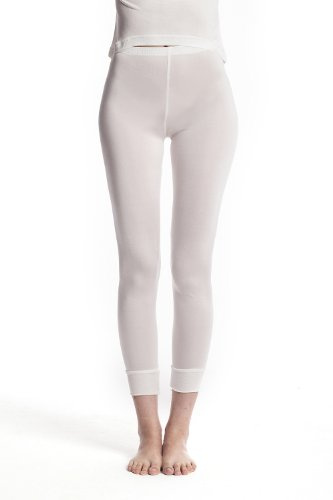 Jasmine Silk Pantalones térmicos de seda 100 % para mujer, calzoncillos largos, leggins, leggins, leotardos, cálidos, suaves y transpirables, color negro (L (32 cintura)