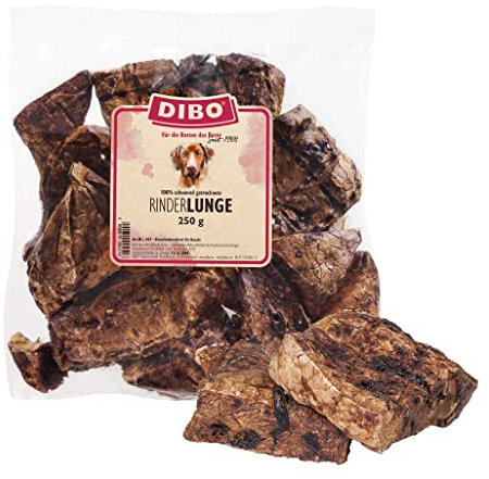 DIBO Rinder-Lunge getrocknet 250g | Fettarmer Hundesnack | Kausnack & Leckerli für Hunde | 100% Natur, Kalorienarm & Ohne Zusätze | Ideal für Training, Diät, Welpen & Senioren