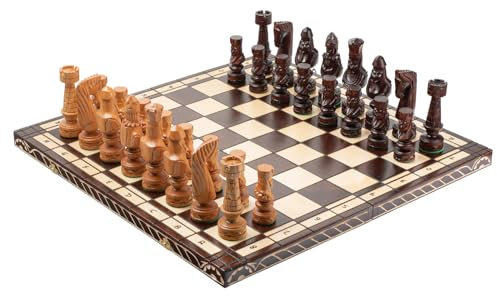 Master of Chess Luxus Caesar Exclusive Holz Schachspiel 60 x 60 cm Hand geschnitzt Kirschholz Schachfiguren