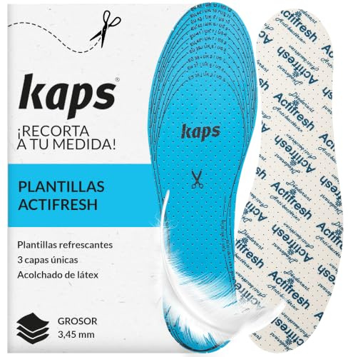 Insoles Cut to Fit for Men and Women – Odour Control Shoe Inserts with Breathable Cotton and Latex Cushion, UK 3–12, Made in Europe – Kaps Actifresh