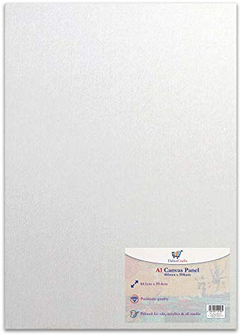 Panel de lienzo A1 estirado en blanco, 100% algodón, para pintura al óleo, pintura acrílica, medios mixtos, sin ácidos, lienzos blancos, panel de pintura artística (tamaño A1, 594 mm x 841 mm, 1