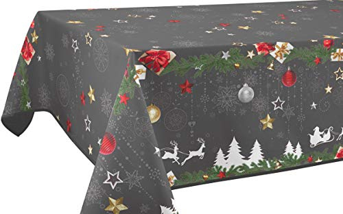 Mantel Antimanchas Navidad Gris - Rectángulo 150 x 240 cm