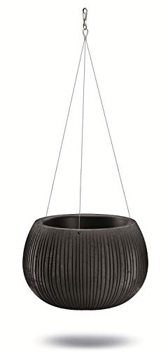 Prosperplast Beton Bowl WS aus Kunststoff mit Behälter in Zementfarbe Schwarz, 16,1 (H) x 23,8 (T) cm