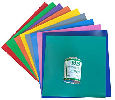 Magic Jump Professional Vinyl Repair Patch Kit for Inflatable Bounce Houses, Includes Multi-Color Vinyl Patches with Large 4-Ounce HH66 Vinyl Adhesive Cement Glue