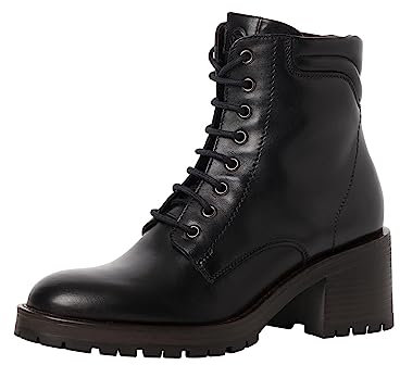 Tamaris Damen Schnürstiefel mit Absatz Leder Blockabsatz; BLACK LEATHER/schwarz; 39 EU