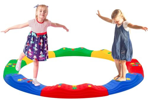 Kids Balance Beam 8PCS Balance Stepping Stones for Kids Anti-skidding Balances Blocks Obstacle Course Indoor & Outdoor Non-Slip Textured Surface Fitness Equipment Build Coordination and Strength