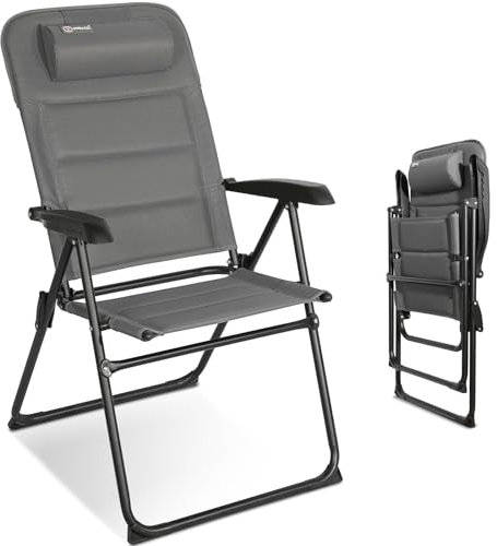 Homecall Campingstuhl Faltbar Bis 150 KG Gartenstuhl Klappbar Hochlehner - Faltbar Balkonstuhl Gartensessel Outdoor Schnelltrocknen 5-Fach Verstellbare Rückenlehne mit Armlehne (Textilene)