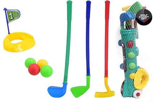 Navoys Kids Toy Golf Set - Caddy Set with Clubs, Bag, Balls, and Holes, Children's Summer Garden Toys