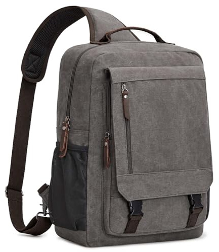 S-ZONE hombre 13 a 16 Pulgadas Mochila para Ordenador Portátil Impermeable de Lona Bandolera Tipo Bandolera Bolso de Hombro Mochila Informal