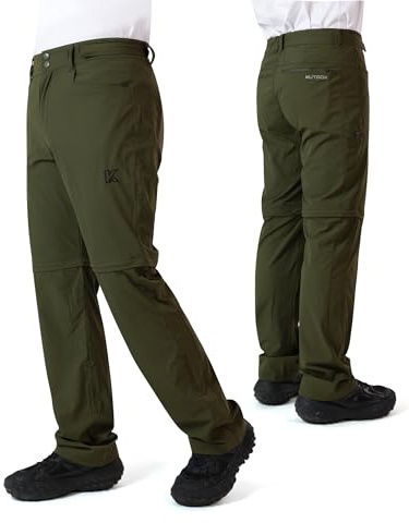 KUTOOK Pantalon Trekking Hombre Senderismo Montaña Impermeable Cycling Pants Secado Rápido Ropa Ciclismo MTB Deportivos Deportes Transpirable Ligero Verde L