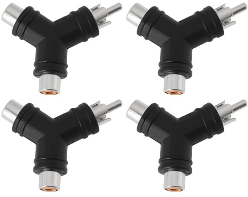 VGOL 4 Pezzi RCA Y Splitter 1 Maschio A 2 Connettori Audio Femmina Adattatore Spina Convertitore Audio Adatto Per Conversione Cavo Audio Video AV TV