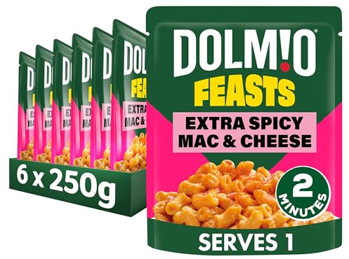 Dolmio Feasts Spicy Mac & Cheese ready in 2 minutes Pasta Ready Meal serves 1 multipack 6x 250g