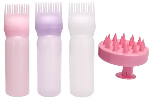 Lot de 4 Applicateur Huile Cheveux, Hair Oil Applicator, pour Coloration Des Cheveux Et Soin Du Cuir Chevelu, Outil de Coiffure Fiable pour Coloration des Cheveux