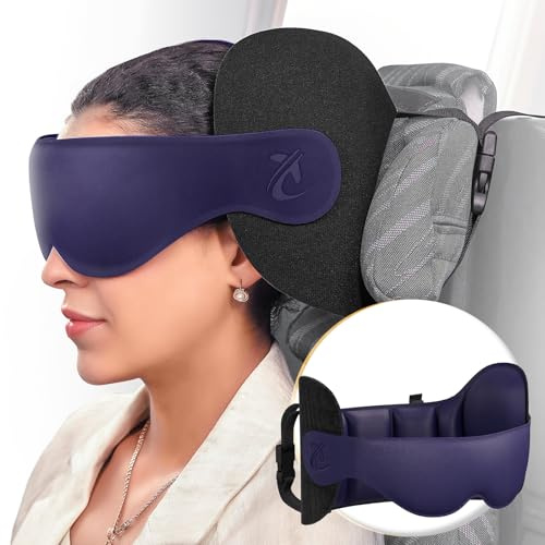 Bonairest Cuscino da Viaggio, Cuscino per il Collo da Aereo per Lunghi Viaggi, Fascia per la Testa con Maschera per Dormire 3D, Supporto a 360, Accessori da Viaggio Essenziali per Uomini e Donne Viola
