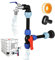Adaptador IBC con cuello de cisne grifo de latón, grifo doble S60 x 6, grifo de paso de 3/4 pulgadas para tanque de agua de lluvia de 1000 l, accesorios para tanque de agua de lluvia, barril de lluvia