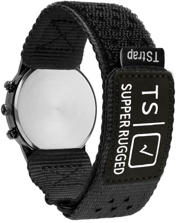 TStrap Nylon Sport Watch Strap - Black Quick Release Watch Bands for Men Women - Athletic Military Smart Watch Bracelet Strap Replacement - 18mm 20mm 22mm