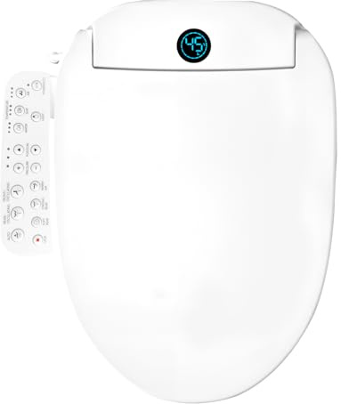 Umisu Asiento de Inodoro Inteligente con Bidet, Modelo Alargado Eléctrico con Cuatro Modos de Limpieza, Temperatura y Presión Ajustables, Asiento con Calefacción y Mando de Control