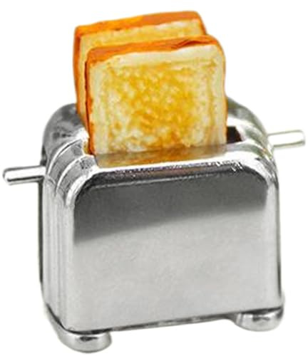 Mini tostadora para casa de muñecas, Escala 1:12, Accesorios de Cocina para casa de muñecas con 2 rebanadas de Pan Tostado, Juguete de simulación, Muebles para de .