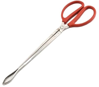 LIZHAYG Fire pit pincers Fire Pit Tongs Stable Multifunction Stainless Steel Crab Tongs Long Handle Fireplace Tongs(38cm curved)