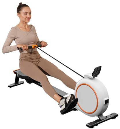 Copant Rameur Magnétique pour Usage Domestique, 32 Niveaux de Résistance, Max 136KG, Rameur Cardio APP Contrôle, avec Support de Tablette et Écran LCD