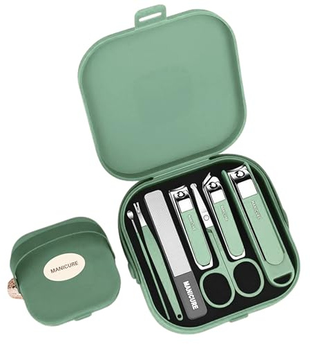 Kit Manucure 7 Pièces – Set de Soins Ongles en Acier Inoxydable – Étui Compact – Manucure & Pédicure – Homme & Femme