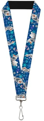 Buckle-Down Unisex-Erwachsene Lanyard-1.0-Frozen Olaf Poses/Snowflakes Blues Schlsselanhnger, Mehrfarbig, Einheitsgröße