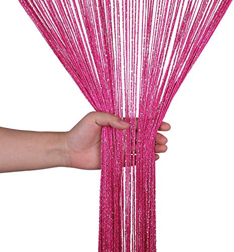 WedDecor Schnur Vorhänge Glitzer Fransen Panel Fliegengitter Zimmer Organizer Quaste Vorhang für Türen, Türöffnung, Windows, Wohnkultur, Ereignis Dekoration, (90cm x 200cm) - Hot Pink, 90 x 200cm