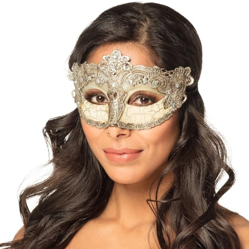 Boland 00254 – Ögonmask Venice barock, venetiansk mask, silver med bård och smyckesstenar, kostym, karneval, temafest