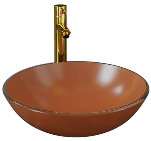 vidaXL Lavabo de Bain avec Robinet et Drain à Poussoir Vasque à Poser de Toilette Lave-Mains de Salle de Bain Lavabo de Salle d'eau Verre Trempé