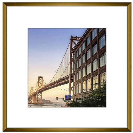 Frametory, 12x12 Aluminum Picture Frame - 12 x 12 Bronze Frame with Removable Mat for 8 x 8 Photo - 12 by 12 Durable Metal Frame with Real Glass - Sawtooth Hanger for Easy Wall Display - 1 Pack