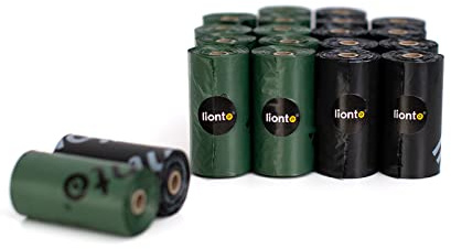 lionto Hundekotbeutel 600 Beutel (40 Rollen) unparfümiert und einfach abzureißen, auslaufsichere und extra dicke Kotbeutel für Hunde & Katzen, Nachfüllrollen für gängige Kotbeutelspender, schwarz/grün