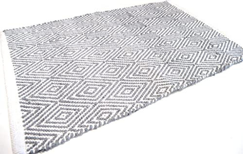 Casa Service Dora Teppich aus Baumwolle, rutschfest, Jaquard, waschbar, für Bad und Küche (50 x 80 cm, Grau)