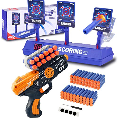FOR21JOYS Spielzeug Pistole und Zielscheibe für Nerf,Zielscheibe mit Pistole und 60 Darts,Weihnachten Geburtstags Geschenke Spielzeug für 6 7 8 9 10 Jahre Kinder Junge